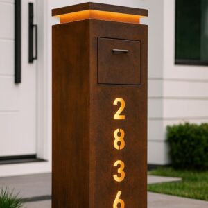Modern House Number Pedestal
